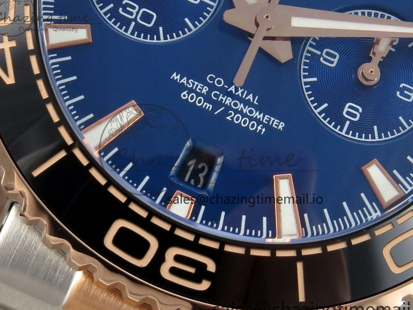 0328 Planet Ocean 600M Chrono SS VRF 1:1 Best Edition Black Bezel Blue Dial on RG SS Bracelet A Affordable 7648